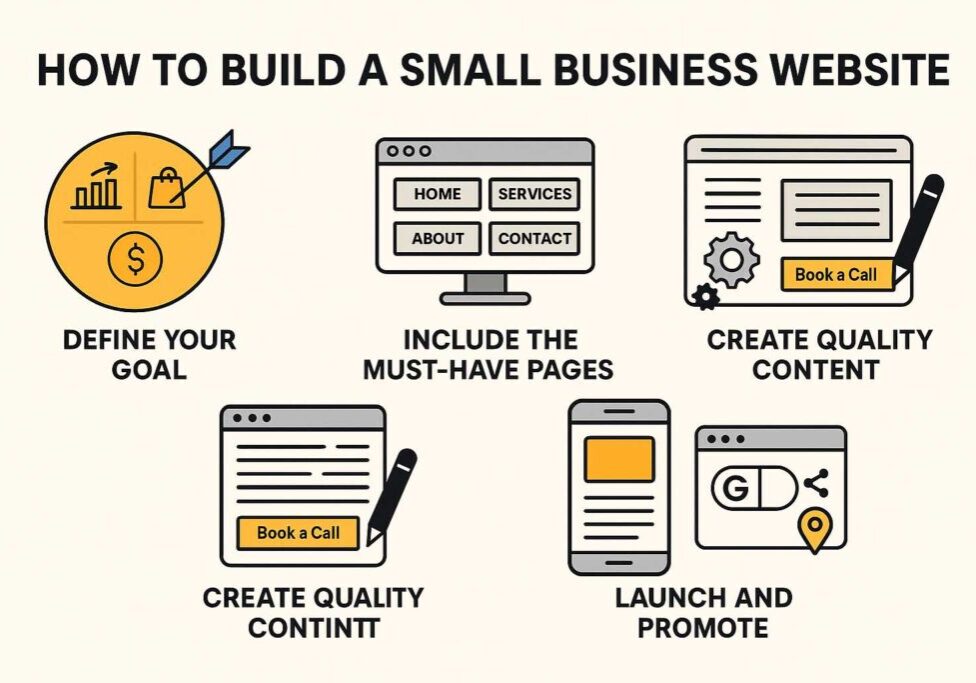 how to build a small business website infographics