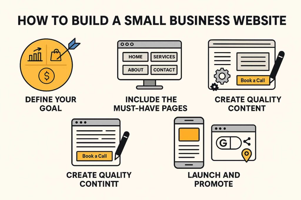 how to build a small business website infographics